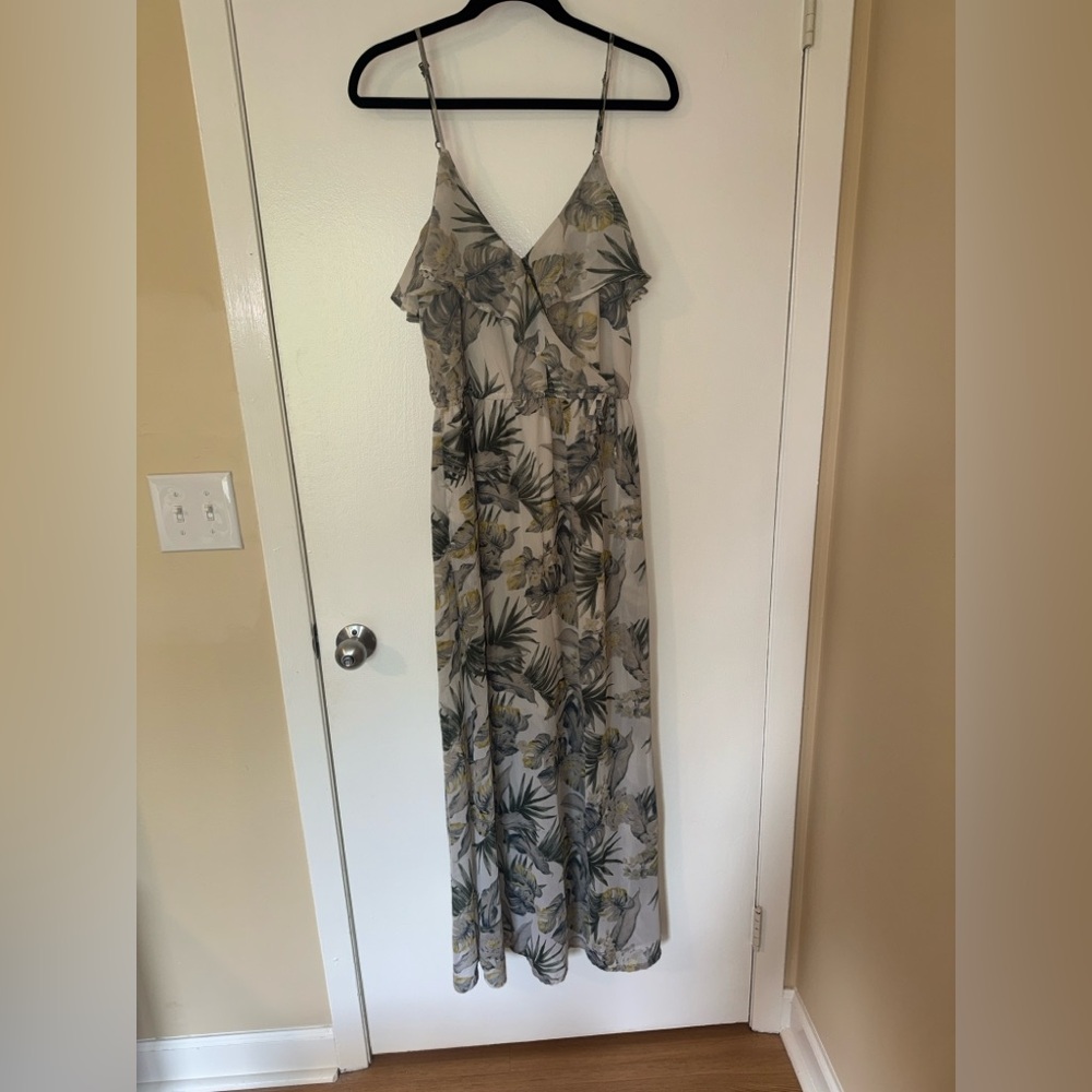Japna Gray Floral Dress with Yellow Accents